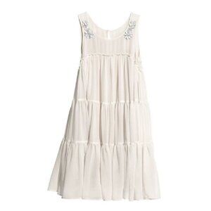 H&M Conscious Collection Dress Embellished Gem Tiered Swing Tent Flowy Ruffled